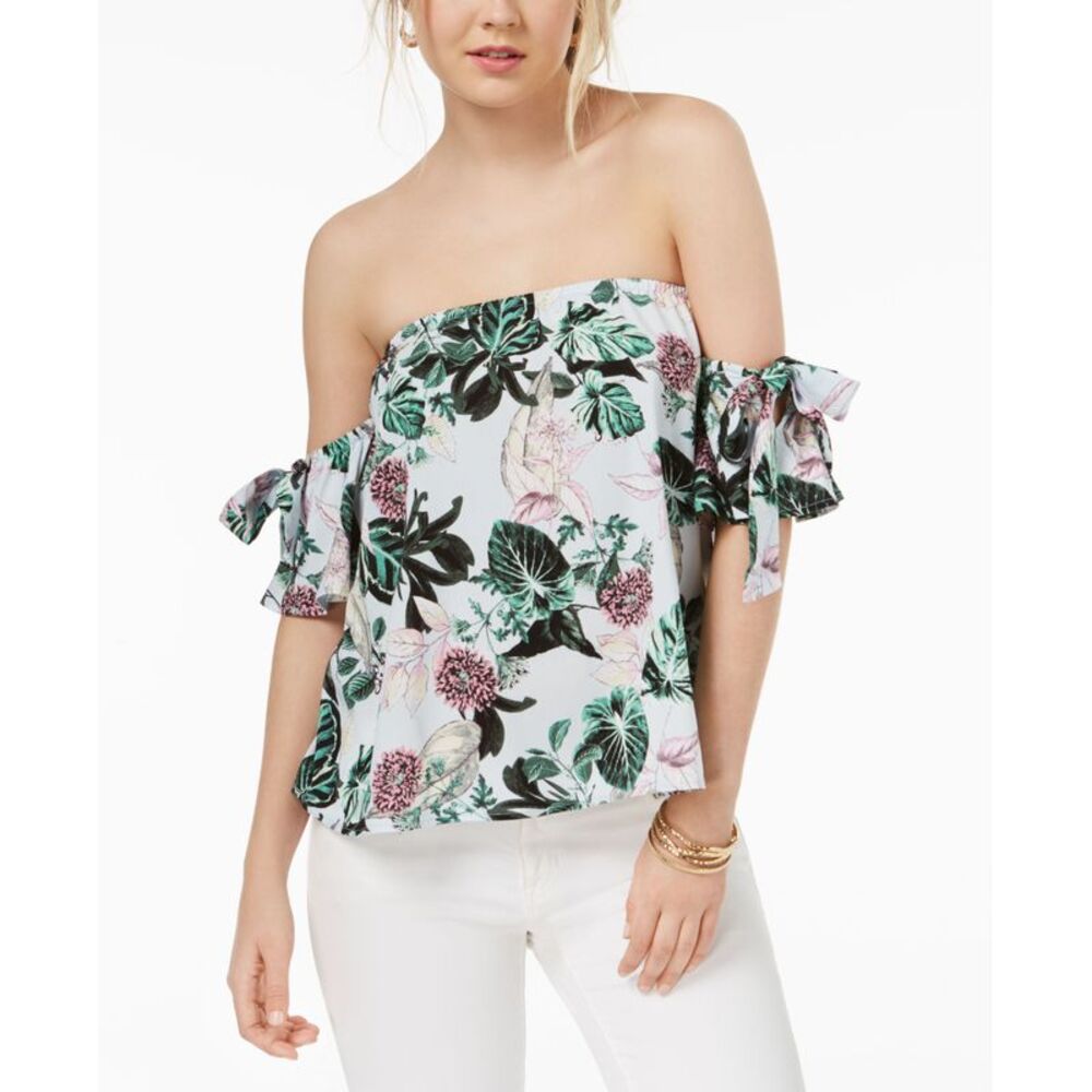 Gypsies Moondust Juniors Off The Shoulder Tie Sleeve Top